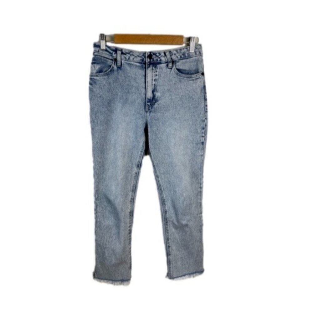 Wrangler retro light acid wash high rise ankle raw hem jeans size 26